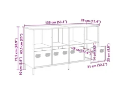 vidaXL Sideboard Senf 135x39x73,5 cm Kaltgewalzter Stahl 3307164* Kommode