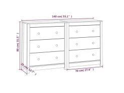 vidaXL Sideboard 140x35x80 cm Massivholz Kiefer 3114079* Sideboards|Kommode