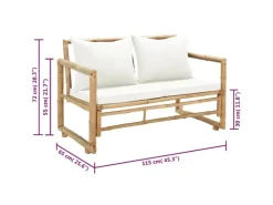 vidaXL 2-Sitzer Gartensofa mit Polstern Bambus* Sitzbänke