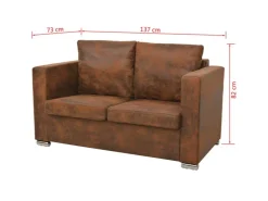 vidaXL 2-Sitzer Sofa 137 x 73 x 82 cm Künstliches Wildleder* Sofas