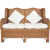 vidaXL 2-Sitzer-Sofa Hellbraun Natur Rattan und Leinen* Sofas