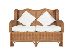vidaXL 2-Sitzer-Sofa Hellbraun Natur Rattan und Leinen* Sofas