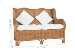 vidaXL 2-Sitzer-Sofa Hellbraun Natur Rattan und Leinen* Sofas