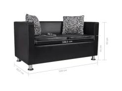 vidaXL 2-Sitzer-Sofa Kunstleder Schwarz Modell 1* Sofas
