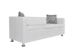 vidaXL 3-Sitzer-Sofa Kunstleder Weiß