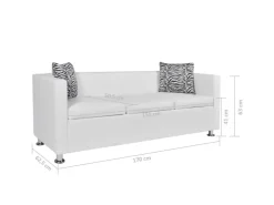 vidaXL 3-Sitzer-Sofa Kunstleder Weiß