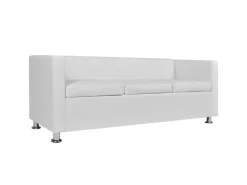 vidaXL 3-Sitzer-Sofa Kunstleder Weiß
