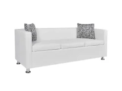 vidaXL 3-Sitzer-Sofa Kunstleder Weiß