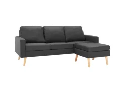 vidaXL 3-Sitzer-Sofa mit Hocker Dunkelgrau Stoff* Sofas
