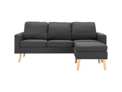 vidaXL 3-Sitzer-Sofa mit Hocker Dunkelgrau Stoff* Sofas