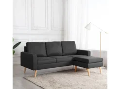 vidaXL 3-Sitzer-Sofa mit Hocker Dunkelgrau Stoff* Sofas