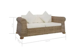 vidaXL 2-Sitzer-Sofa mit Kissen Natur Rattan* Sofas