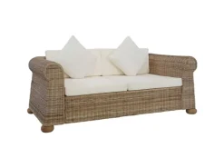 vidaXL 2-Sitzer-Sofa mit Kissen Natur Rattan* Sofas