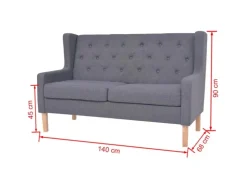 vidaXL 2-Sitzer-Sofa Stoff Grau* Sofas
