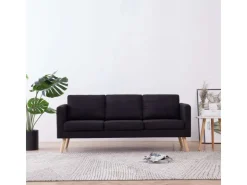 vidaXL 3-Sitzer-Sofa Stoff Schwarz Modell 1* Kissenbezüge|Sofas