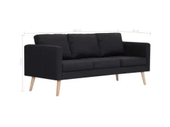 vidaXL 3-Sitzer-Sofa Stoff Schwarz Modell 1* Kissenbezüge|Sofas
