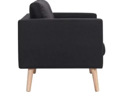 vidaXL 3-Sitzer-Sofa Stoff Schwarz Modell 1* Kissenbezüge|Sofas