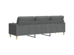 vidaXL Sofa 3-Sitzer mit Zierkissen Dunkelgrau 210 cm Stoff 2158386