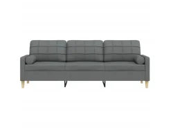 vidaXL Sofa 3-Sitzer mit Zierkissen Dunkelgrau 210 cm Stoff 2158386