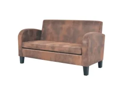 vidaXL Sofa-Set 2-Tlg Kunstleder in Wildleder-Optik Braun