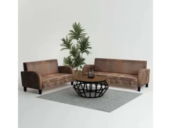 vidaXL Sofa-Set 2-Tlg Kunstleder in Wildleder-Optik Braun