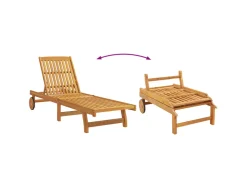 vidaXL Sonnenliege mit Rädern und Kissen Massivholz 4105536* Kissen