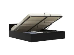 vidaXL Stauraumbett Hydraulisch mit LED Schwarz Kunstleder 160x200 cm619306