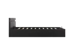 vidaXL Stauraumbett Hydraulisch mit LED Schwarz Kunstleder 160x200 cm619306