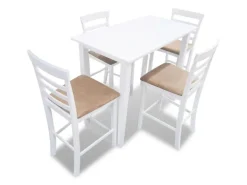 vidaXL Stehtisch und 4 Barhocker Holz Weiß* Tische