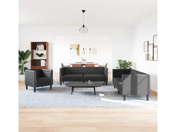 vidaXL 3-Tlg Chesterfield-Sofa-Set Kunstleder 3209267* Sofas