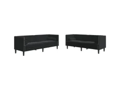 vidaXL 2-Tlg Chesterfield-Sofa-Set mit Nackenrollen Schwarz Samt 2144864* Sofas