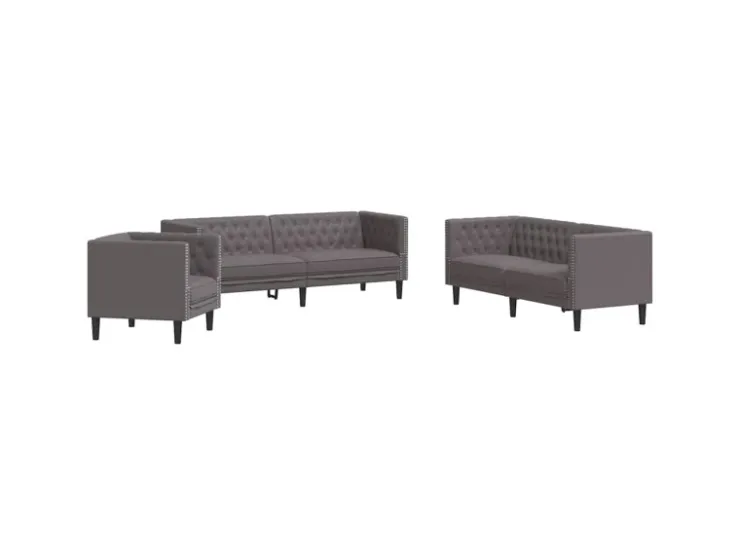 vidaXL 3-Tlg Chesterfield-Sofa-Set Kunstleder 3209270
