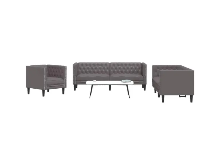 vidaXL 3-Tlg Chesterfield-Sofa-Set Kunstleder 3209270