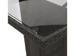 vidaXL 9-tlg Garten-Essgruppe mit Kissen Schwarz Poly Rattan Modell 98* Kissenbezüge