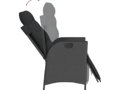 vidaXL 9-tlg Garten-Essgruppe mit Kissen Schwarz Poly Rattan Modell 98* Kissenbezüge