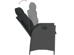 vidaXL 9-tlg Garten-Essgruppe mit Kissen Schwarz Poly Rattan Modell 98* Kissenbezüge