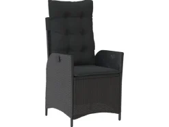 vidaXL 9-tlg Garten-Essgruppe mit Kissen Schwarz Poly Rattan Modell 98* Kissenbezüge