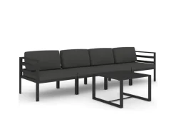 vidaXL 5-tlg Garten-Lounge-Set mit Kissen Aluminium Anthrazit Modell 2