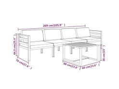 vidaXL 5-tlg Garten-Lounge-Set mit Kissen Aluminium Anthrazit Modell 2