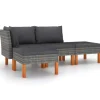 vidaXL 4-tlg Garten-Lounge-Set mit Kissen Poly Rattan Grau Modell 1* Kissenbezüge