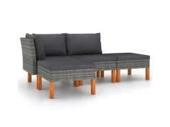vidaXL 4-tlg Garten-Lounge-Set mit Kissen Poly Rattan Grau Modell 1* Kissenbezüge