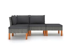 vidaXL 4-tlg Garten-Lounge-Set mit Kissen Poly Rattan Grau Modell 1* Kissenbezüge
