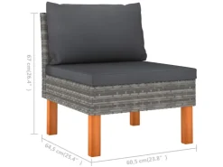 vidaXL 4-tlg Garten-Lounge-Set mit Kissen Poly Rattan Grau Modell 1* Kissenbezüge