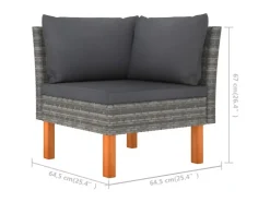 vidaXL 4-tlg Garten-Lounge-Set mit Kissen Poly Rattan Grau Modell 1* Kissenbezüge