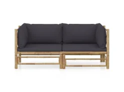 vidaXL 2-tlg Garten-Lounge-Set mit Dunkelgrauen Kissen Bambus Modell 1* Sofas