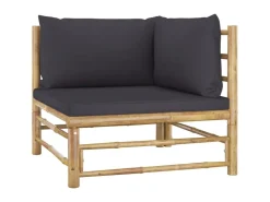 vidaXL 2-tlg Garten-Lounge-Set mit Dunkelgrauen Kissen Bambus Modell 1* Sofas