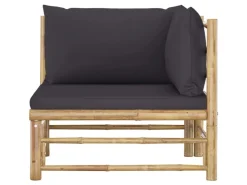 vidaXL 2-tlg Garten-Lounge-Set mit Dunkelgrauen Kissen Bambus Modell 1* Sofas
