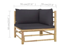 vidaXL 2-tlg Garten-Lounge-Set mit Dunkelgrauen Kissen Bambus Modell 1* Sofas