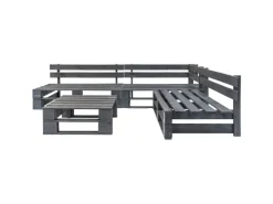 vidaXL 4-tlg Garten-Sofagarnitur aus Paletten Holz Grau Modell 1