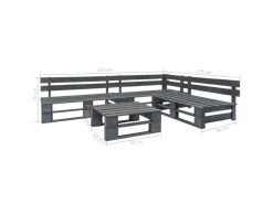 vidaXL 4-tlg Garten-Sofagarnitur aus Paletten Holz Grau Modell 1
